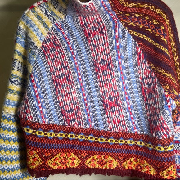 Rag & Bone Women’s  Distressed Hollis Fair-Isle High-Neck Wool BLD Sweater|Sz:S - Picture 6 of 16